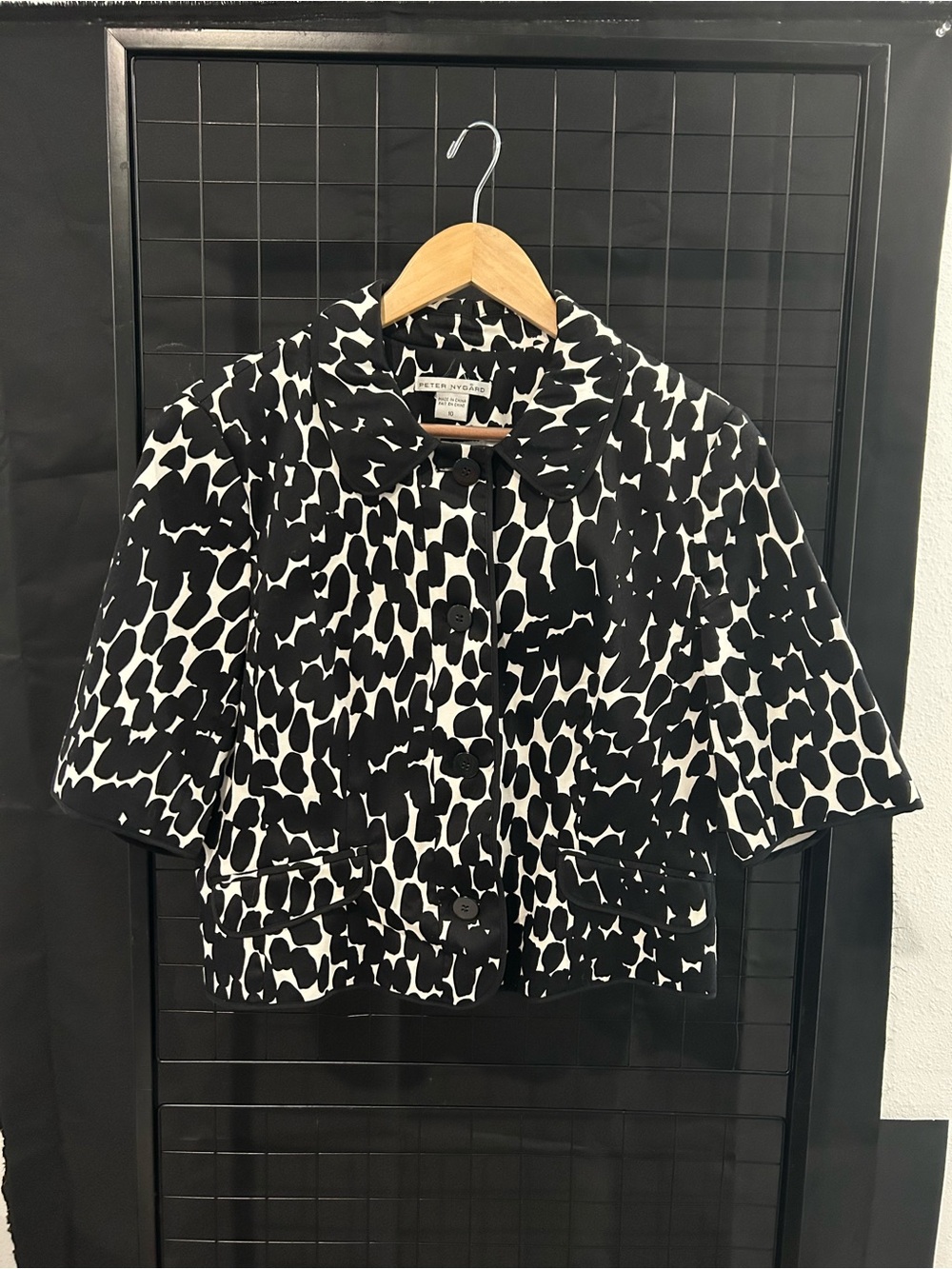 Peter Nygård Black and White Spot Print Button-Up Jacket